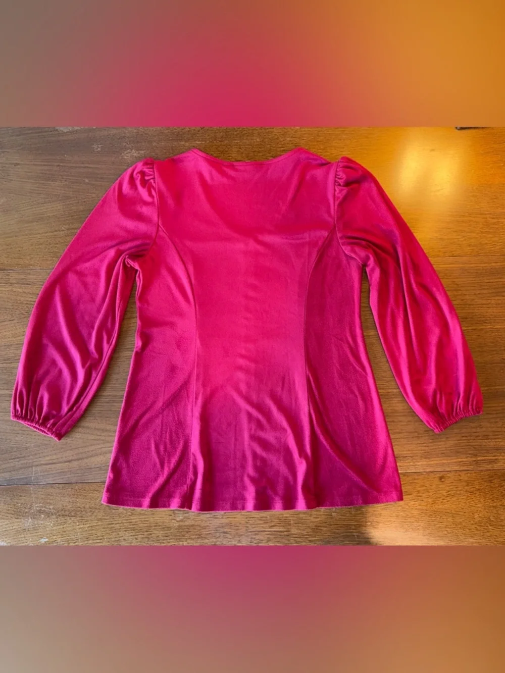 Susan Graver Crimson V-Neck Puff-Sleeve Top - Picture 11 of 11